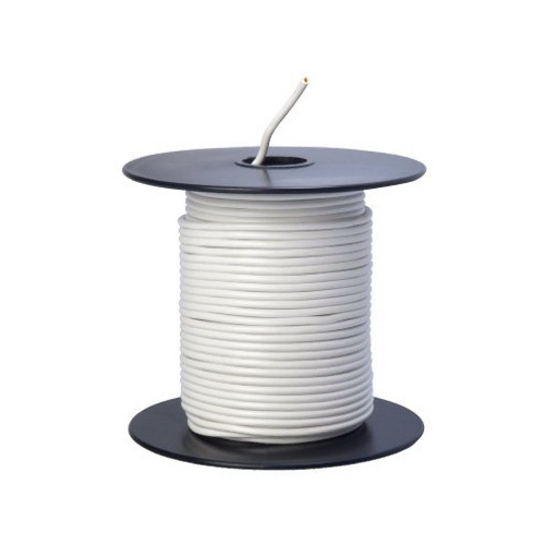 Primary Wire, 18 AWG Wire, 1-Conductor, 60 VDC, Copper Conductor, White Sheath, 100 ft L