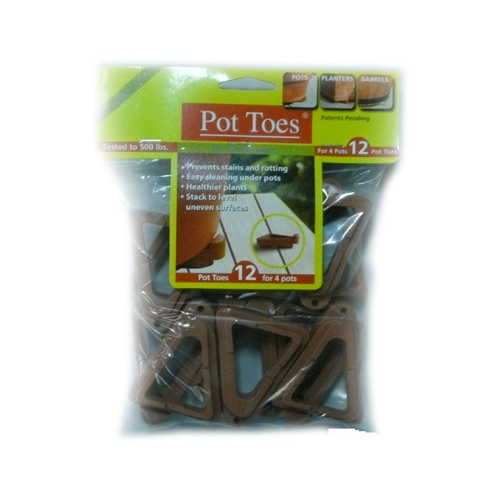 Pot Toes PT-12TCHT Planter Feet The Decksaver 1" H X 2" W X 3" D Plastic Terracotta Terracotta