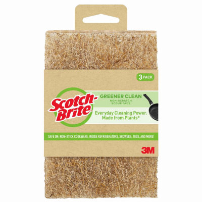 Scotch-Brite 97223-3-12 Scouring Pad Non-Scratch For All Purpose 6" L Brown