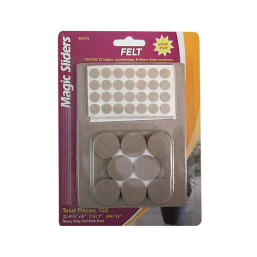 Protective Pads Felt Self Adhesive Oatmeal Assorted Oatmeal - pack of 6
