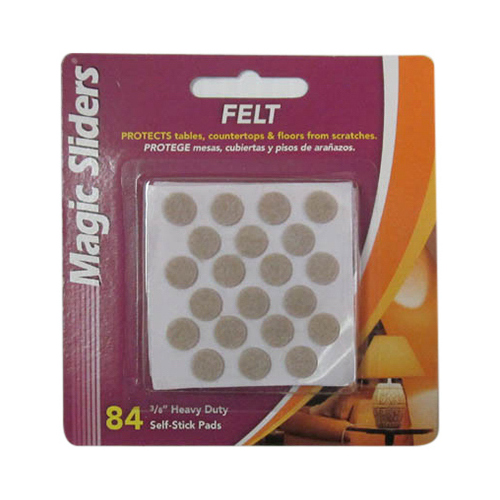 Magic Sliders 63118 Protective Pads Felt Self Adhesive Oatmeal Round 3/8" W X 3/8" L Oatmeal