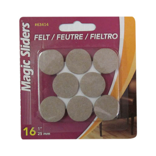 Protective Pads Felt Self Adhesive Oatmeal Round 1" W X 1" L Oatmeal - pack of 6