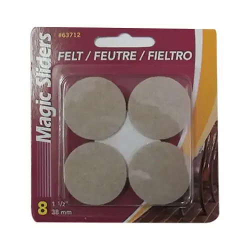 Magic Sliders 63712-XCP6 Protective Pads Felt Self Adhesive Oatmeal Round 1-1/2" W X 1-1/2" L Oatmeal - pack of 6