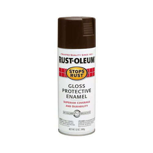 STOPS RUST Protective Enamel Spray Paint, Gloss, French Roast, 12 oz, Aerosol Can