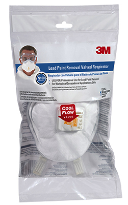 3M 8233PA1-B-PS TEKK Protection Disposable Valved Respirator, N100 Filter Class, White