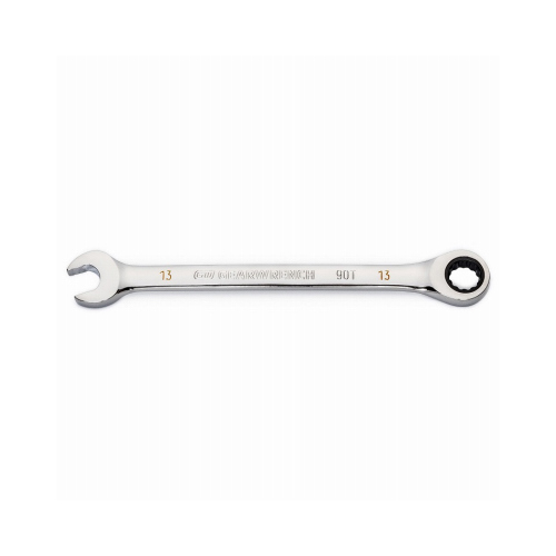 Ratcheting Combination Wrench 13 mm 12 Point Metric 7" L Polished Chrome