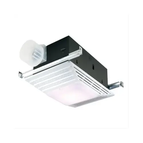 Broan 765H80LB Bathroom Exhaust Fan with Heater and Light NuTone 80 CFM 2 Sones White