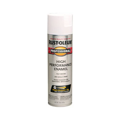 High Performance Enamel Spray Paint, Flat, White, 15 oz, Aerosol Can - pack of 6