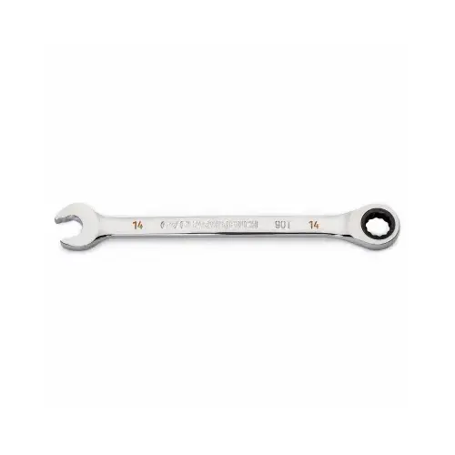 Ratcheting Combination Wrench 14 mm 12 Point Metric 7.48" L Polished Chrome