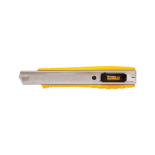 Utility Knife, 4-1/4 in L Blade, 18 mm W Blade, Metal Blade, Ribbed Handle, Black/Yellow Handle