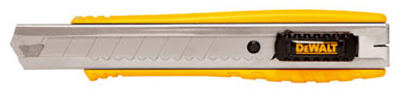 DEWALT DWHT10038 Utility Knife, 4-1/4 in L Blade, 18 mm W Blade, Metal Blade, Ribbed Handle, Black/Yellow Handle