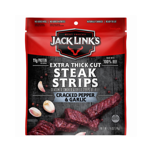 Beef Strips Cracked Pepper and Garlic 2.6 oz Bagged