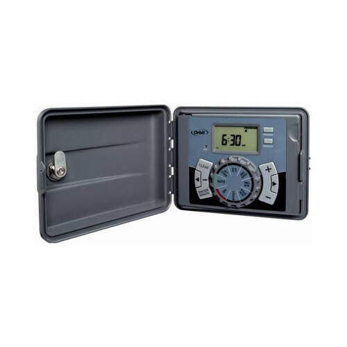 Indoor/Outdoor Timer, 6 -Zone, 2 -Program, LCD Display, Plug-and-Go Mounting, Green