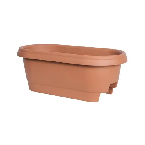 Classic Deck Rail Box Planter, 11.9 in W, 23.9 in D, Plastic, Terra Cotta, Matte