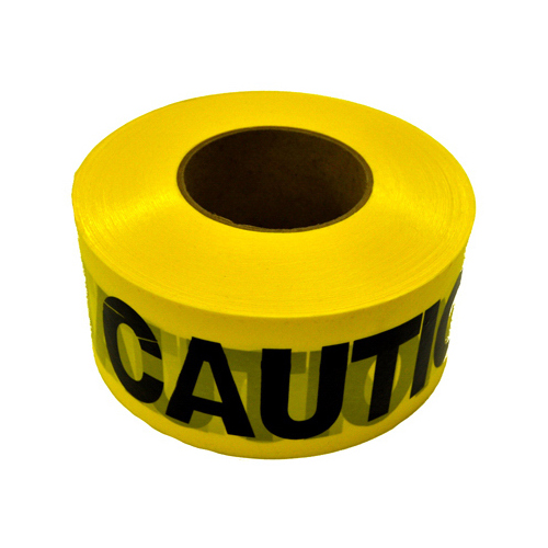 Barricade Safety Tape, 1000 ft L, 3 in W, Yellow, Polyethylene