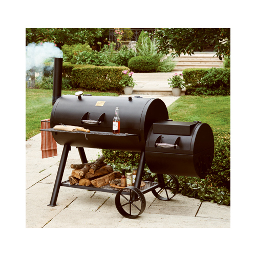 Oklahoma Joe's 13201747-50 Smoker Longhorn Charcoal/Wood Offset Black Black