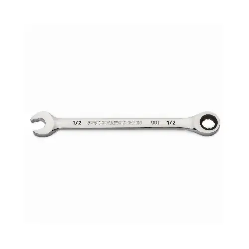 Ratcheting Combination Wrench 1/2"ch in. X 1/2"ch in. 12 Point SAE 7.008" L Polished Chrome