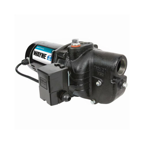 Wayne SWS50 Jet Pump, 120/240 V, 0.5 hp, 1-1/4 in Suction, 3/4 in Discharge Connection, 25 ft Max Head, 375 gph, Iron
