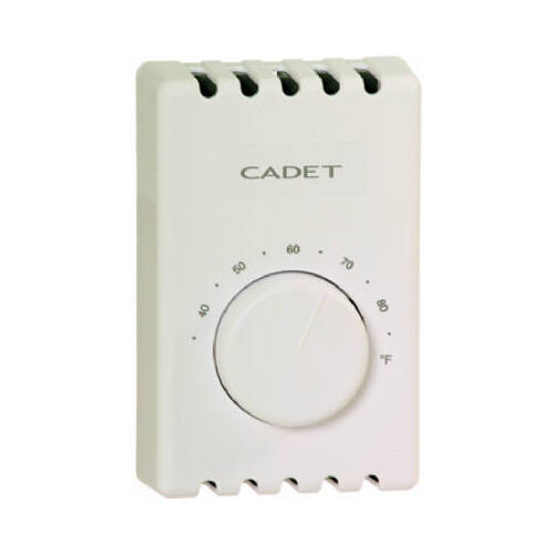 Cadet 08301 Double Pole Line Voltage Thermostat Wall Mount Heating Dial White