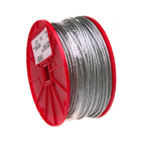 Campbell 7000327 7000327 Aircraft Cable, 3/32 in Dia, 500 ft L, 184 lb Working Load, Galvanized
