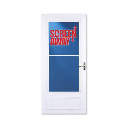 Screen Away 830-82-032 Storm Door, 36 in W, 81 in H, Retractable Screen, Wood/Aluminum, White