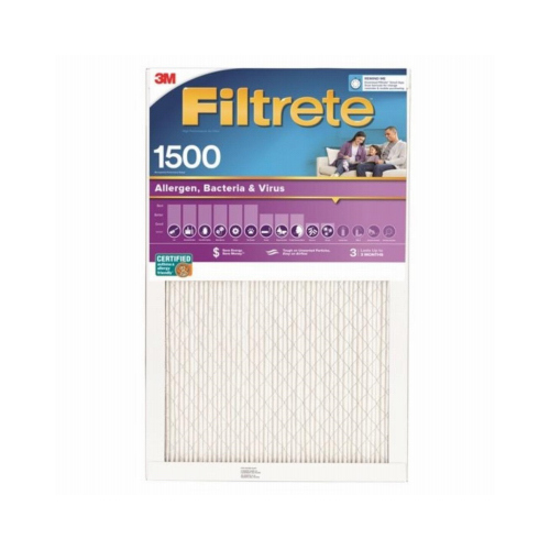 Ultra Allergen Pleated Furnace Air Filter, MPR 1500, 3 Months, Purple, 16x16x1 In.