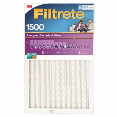 3M 2016DC-4 Ultra Allergen Pleated Furnace Air Filter, MPR 1500, 3 Months, Purple, 16x16x1 In.