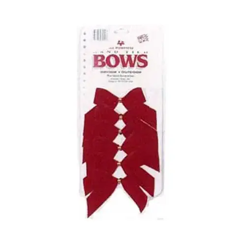 2-Loop 3-1/2 In. W. x 3-1/2 In. L. Red Velvet Christmas Bow (6-Pack)