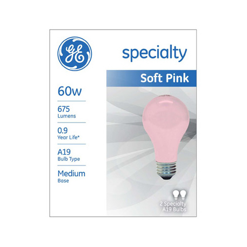 GE Lighting 97483 Incandescent Light Bulb, Soft Pink, 60-Watts