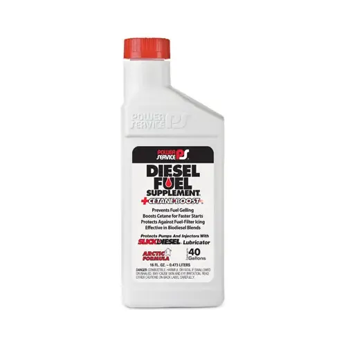 POWER SERVICE 1016-09 Diesel Fuel Supplement+Cetane Boost Diesel Fuel Anti-Gel, 16 oz.