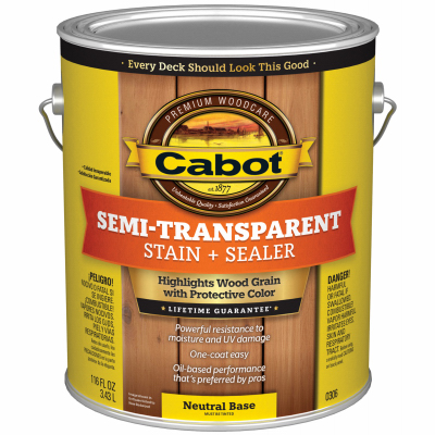 Cabot 140.0016306.007 140.00.007 Deck and Siding Stain, Flat, Neutral Base, Liquid, 1 gal