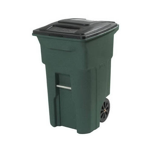 EVR II Trash Can, 64 gal Capacity, Polyethylene, Greenstone, Lid Closure