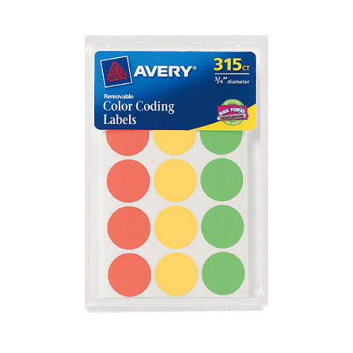 Avery 6733 Color Coding Label Round Assorted Assorted