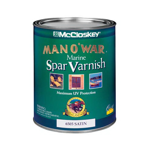 Man O' War 080.000.005 Marine Spar Varnish, Satin, Clear, Liquid, 1 qt