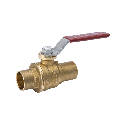 Ball Valve 1" Brass Sweat Full Port Quarter-Turn Lever For Water/Oil/Gas