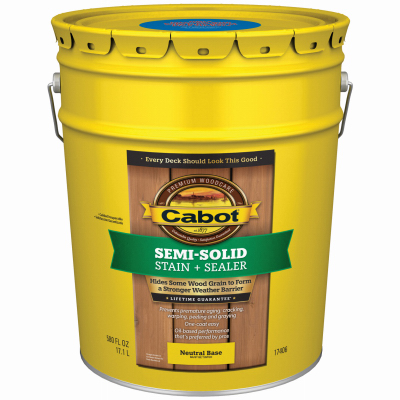 Cabot 140.0017406.008 17400 Series 140.00.008 Exterior Stain, Semi-Solid, Deep Base, Liquid, 5 gal