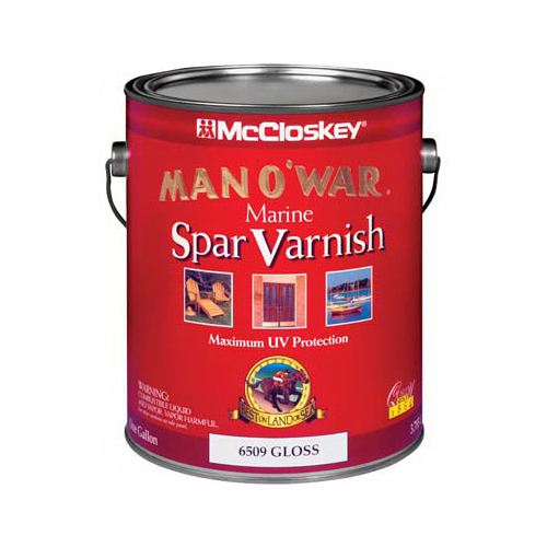 Man O' War 080.000.007 Marine Spar Varnish, Gloss, Liquid, 1 gal, Pail Clear