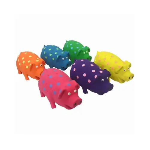 Dog Toy Globlets Assorted Polka Dot Pig Latex Large Assorted