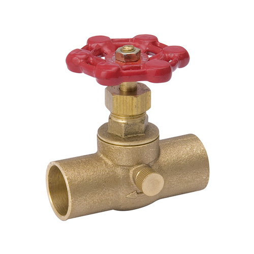 Stop and Waste Valve, 3/4 in Connection, Compression, 125 psi Pressure, Brass Body