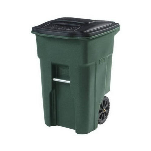 EVR II Trash Can, 48 gal Capacity, Polyethylene, Greenstone, Lid Closure