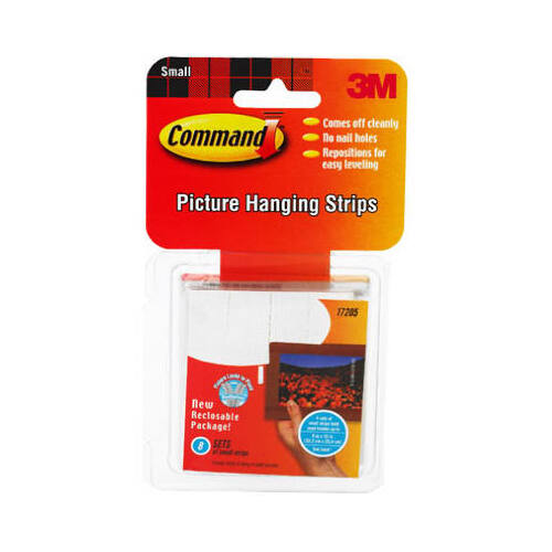 Picture Hanging Strip, 1 lb/set, Foam, White - pack of 8