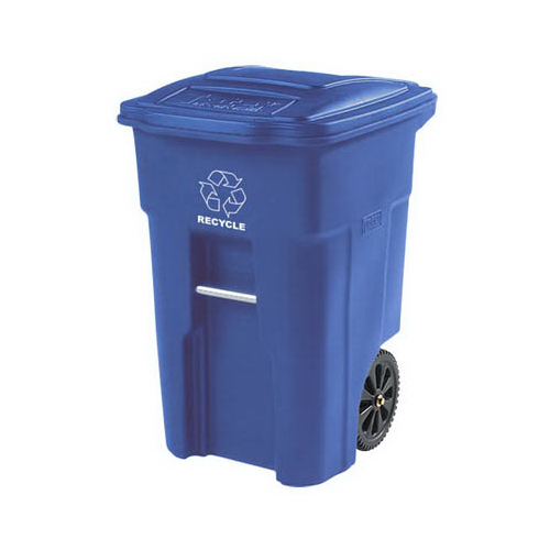 Recycling Bin 48 gal Blue Polyethylene Wheeled Lid Included Blue
