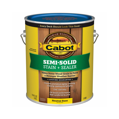 140.00.007 Semi-Solid Deck and Siding Stain, Liquid, 1 gal Neutral Base