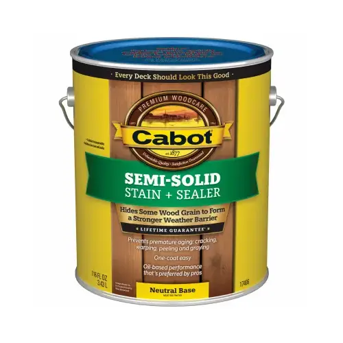 140.00.007 Semi-Solid Deck and Siding Stain, Liquid, 1 gal Neutral Base