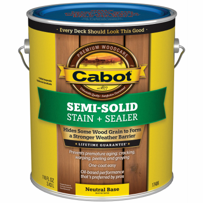 Cabot 140.0017406.007 140.00.007 Semi-Solid Deck and Siding Stain, Liquid, 1 gal Neutral Base