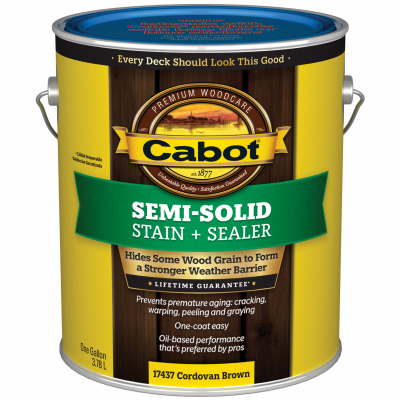 Cabot 140.0017437.007 140.00.007 Deck and Siding Stain, Cordovan Brown, Liquid, 1 gal