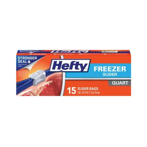 Hefty R8-2216 1 Qt. Slider Freezer Bag Stand and Fill Expandable Bottom (15-Count)