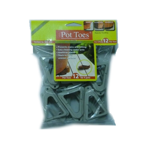 Pot Toes 0.5" H Gray Plastic 2.5" W x 3"D Gray
