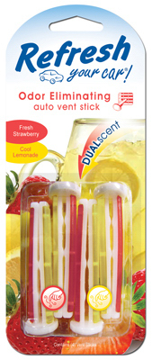 Refresh Your Car! E301434300 Car Vent Clip Fresh Strawberry/Cool Lemonade Scent 0.7 oz Solid