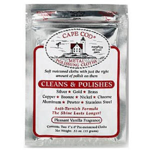 Cape Cod 88821-XCP36 Fine Metal Cleaner and Polish Vanilla Scent 2 pk Cloth  - pack of 36